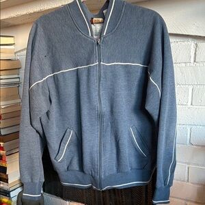 Vintage Men's Blue Zip-Up Sweater